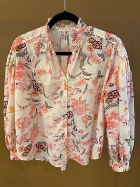 Alix of Bohemia Poet Coral Flower Blouse
